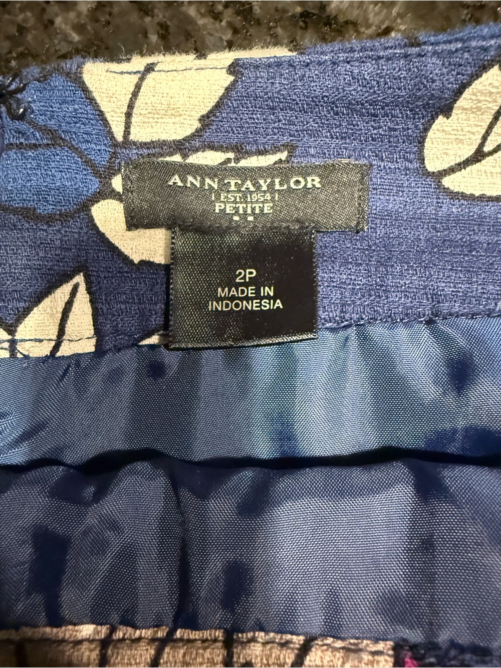 Ann Taylor Navy Floral Mini Skirt with Pink and Blue Blooms - Picture 2 of 2